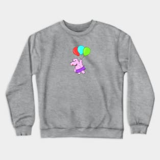 Cute Cartoon Hippo Flying With Balloons Crewneck Sweatshirt